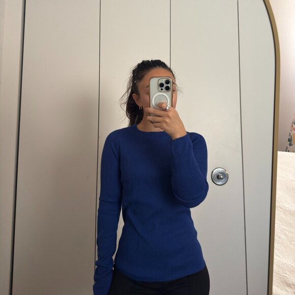 MNG (Mango) Fine Ribbed Cashmere Blend Sweater - Picture 2 of 4